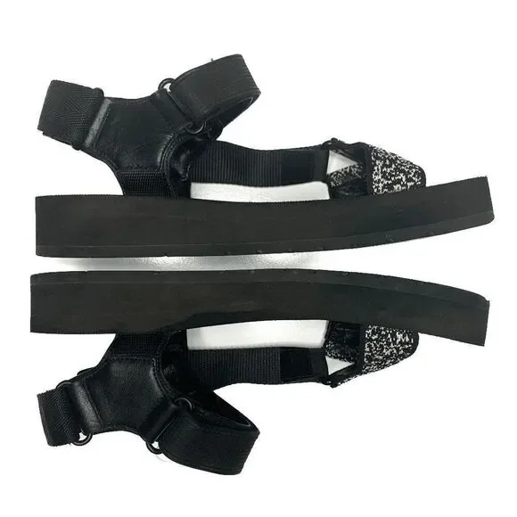 Prada Nomad Velcro Strap Dad Sandal Black Chunky Flat Platform Flatform EU 38.5